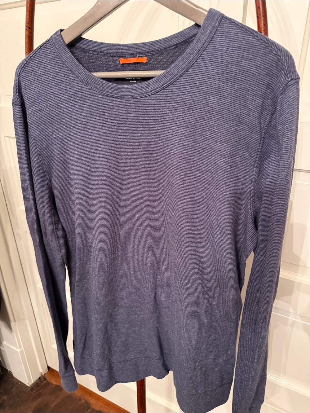 Men’s Jack Spade New York Waffle Knit Thermal Long Sleeve Shirt Blue Large
